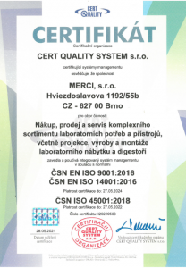 ČSN EN ISO 9001:2016, ČSN EN ISO 14001:2016, ČSN ISO 45001:2018